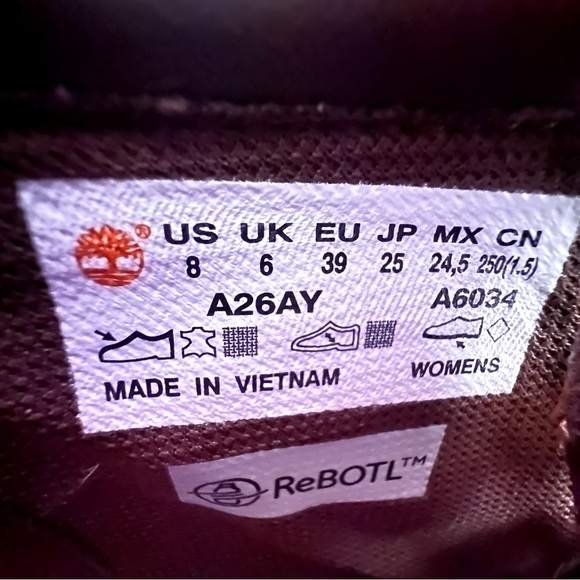 Timberland Allington Heeled Hiker Boots Leather Lug Sole Burgundy Oxblood W’s 8 - Picture 11 of 13